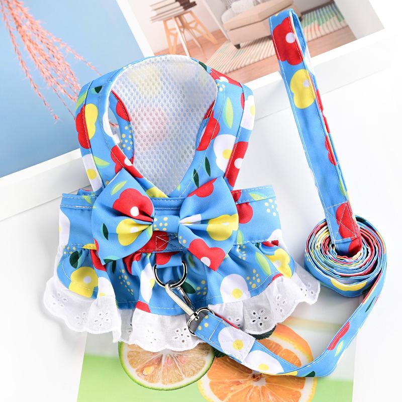 Pet dog clothes princess leash skirt small dog chest strap spring summer