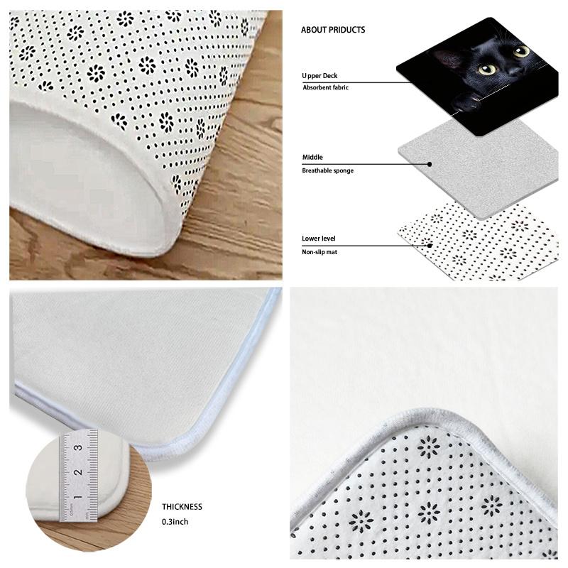 1Pcs Anti Fatigue Kitchen Rugs, Black Cat  Print Waterproof Non-Slip Thick Cushioned Kitchen Mat Heavy Duty Comfort Standing Mat for Kitchen