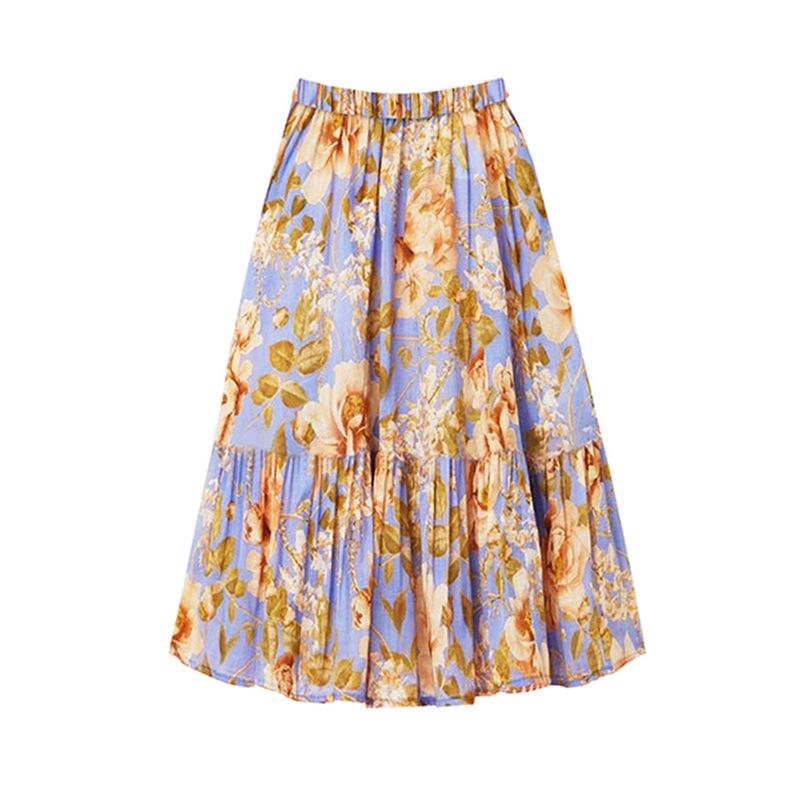 

Женская миди-юбка с принтом для отпуска, эластичной талией, горячий товар - Стиль 22057996 Small светло-фиолетовый