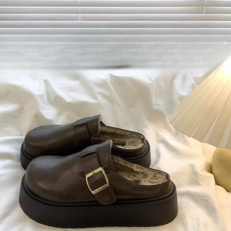 

Самые продаваемые туфли - это новые хлопковые тапочки на толстой подошве с добавленным флисом для женщин для ношения на улице 40 темно-коричневого