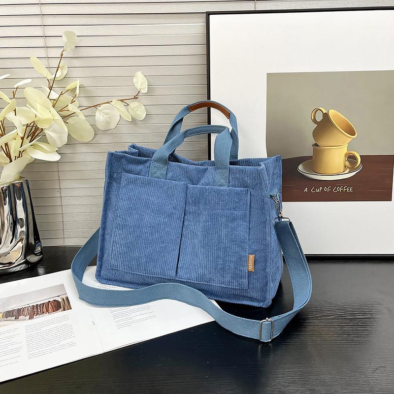 Trendy Japanese Large Capacity Fall New Student Sling Bag Stylish Tote Bag In Black Beige Khaki And Blue