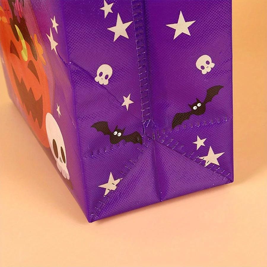 4pcs Halloween Theme Non-woven Cloth Gift Shopping Bag with Handle Reusable Pumpkin Bat Creative Trick or Treat Goodie Bags