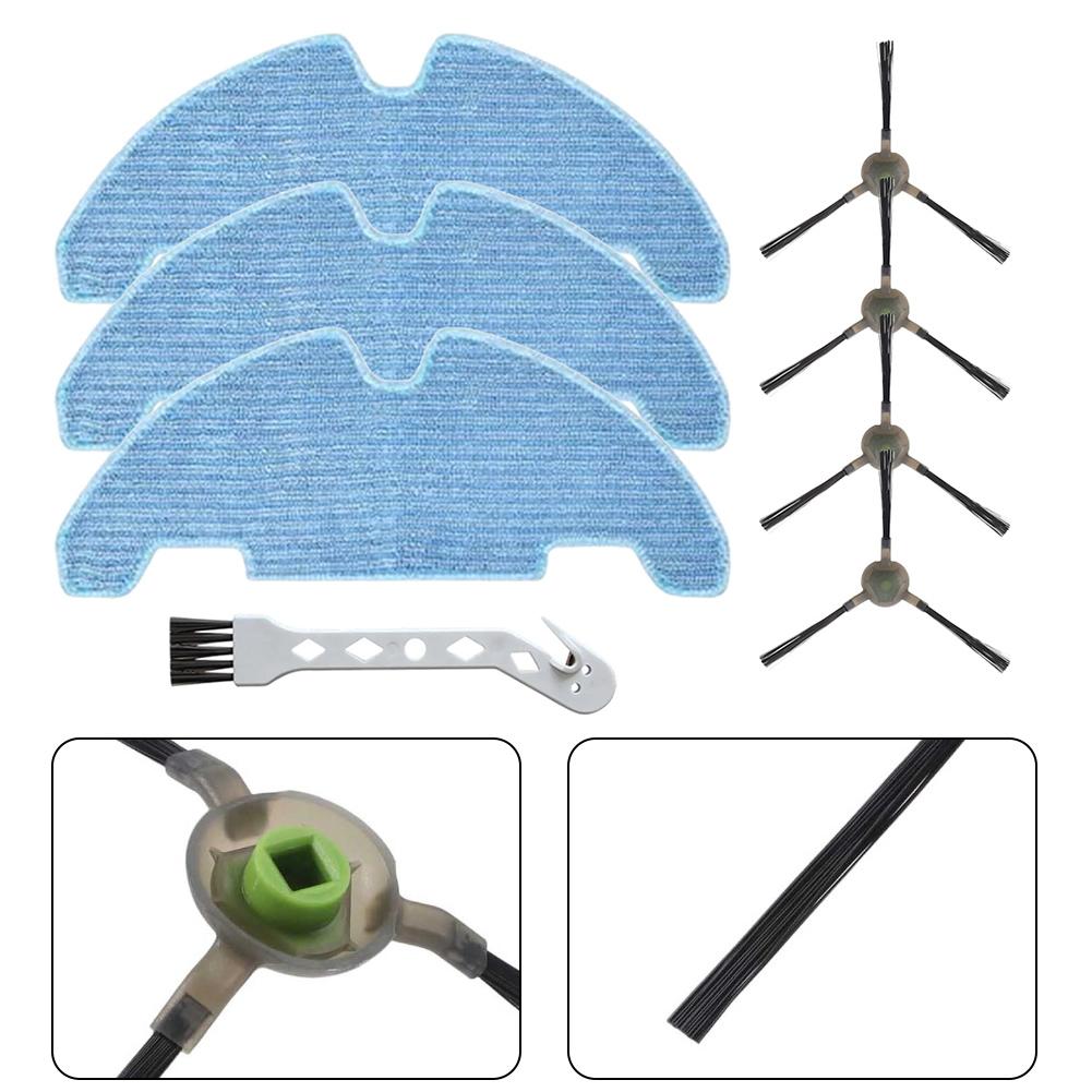 Mop Cloths And Side Brushes Kit For Lefant M330 Pro Vacuum Cleaner, Replacement Accessories With Nylon Bristles And Microfiber