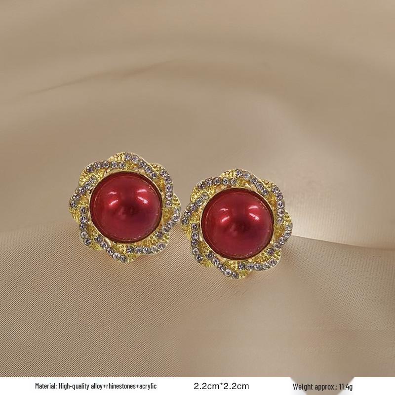 

Серьги-пусеты в ретро-стиле с красной глазурью «капля» для женщин - Уникальный нишевый дизайн начала осени