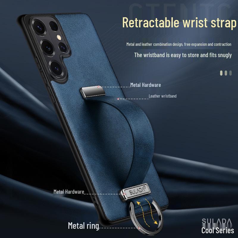 Samsung S26 Ultra Phone Case: Luxurious Leather Texture with Wrist Strap, Stand, and Drop-Proof Protection.