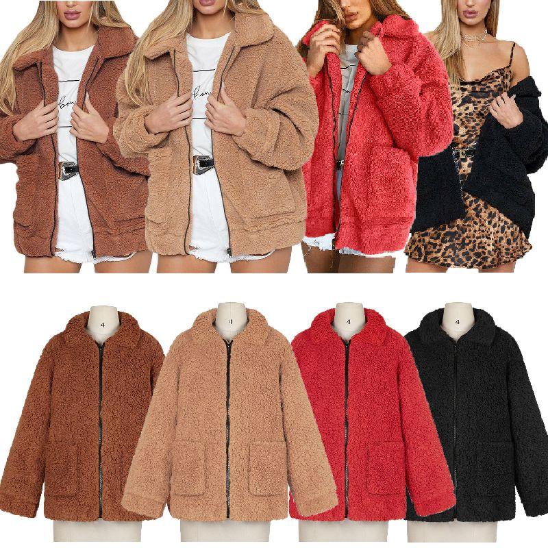Bear Thick Womens Warm Fleece Jacket Coat Loose Zip Up Outwear Tops Casual