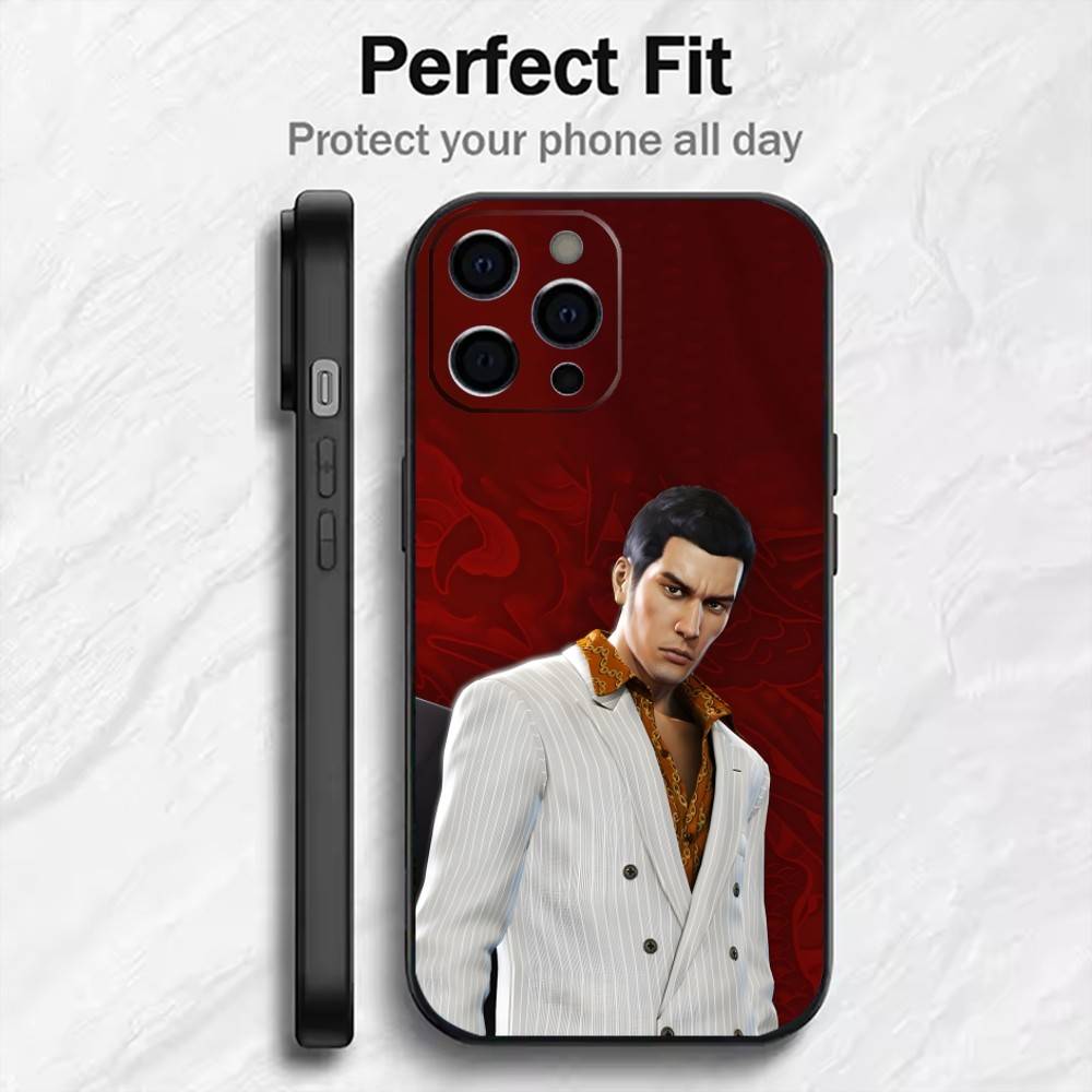 K-Kazuma Kiryu Y-YAKUZA  Phone Case For iPhone17,16,15,14,13,12 Plus,Max Soft Silicone Black Cover