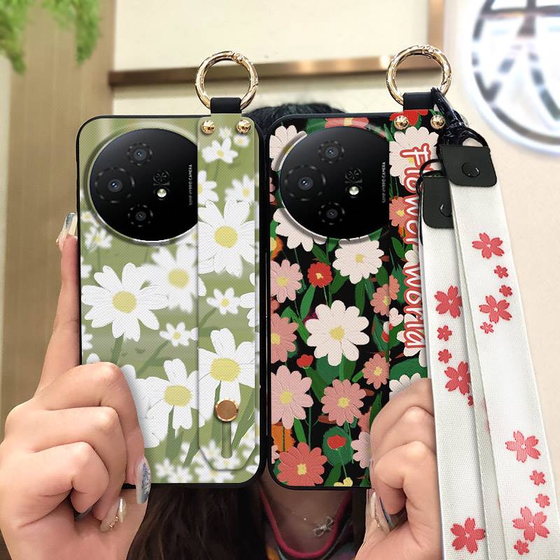 Fashion Design Protective Phone Case For TCL 50 Nxtpaper 5G/50Pro Nxtpaper 5G Wristband Kickstand Dirt-resistant Flower
