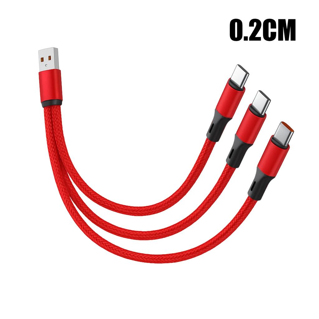 3 In 1 100W 6A USB-A to 3 ×Type-C Fast Charging Data Cable For iPhone 17 Samsung Xiaomi Android Phone USB C Data Transfer Cord