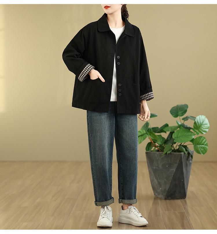 Real Shot Women’s Artistic Long Sleeve Lapel Jacket - 2026 Spring/Autumn Korean Style, Loose Fit, Plus Size, Casual and Versatile.