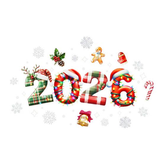 Christmas Glass Stickers Crutch Snowman Tree Candy Hat Bell Design Waterproof PVC Window Door Mirror Decals