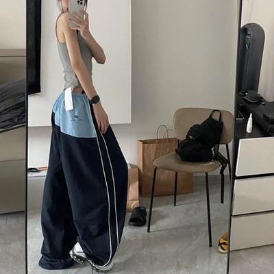 Harajuku spadochronowe spodnie Cargo damskie Kpop ponadgabarytowe koreańskie Y2k Streetwear patchworkowe spodnie spodnie dresowe do biegania Hippie