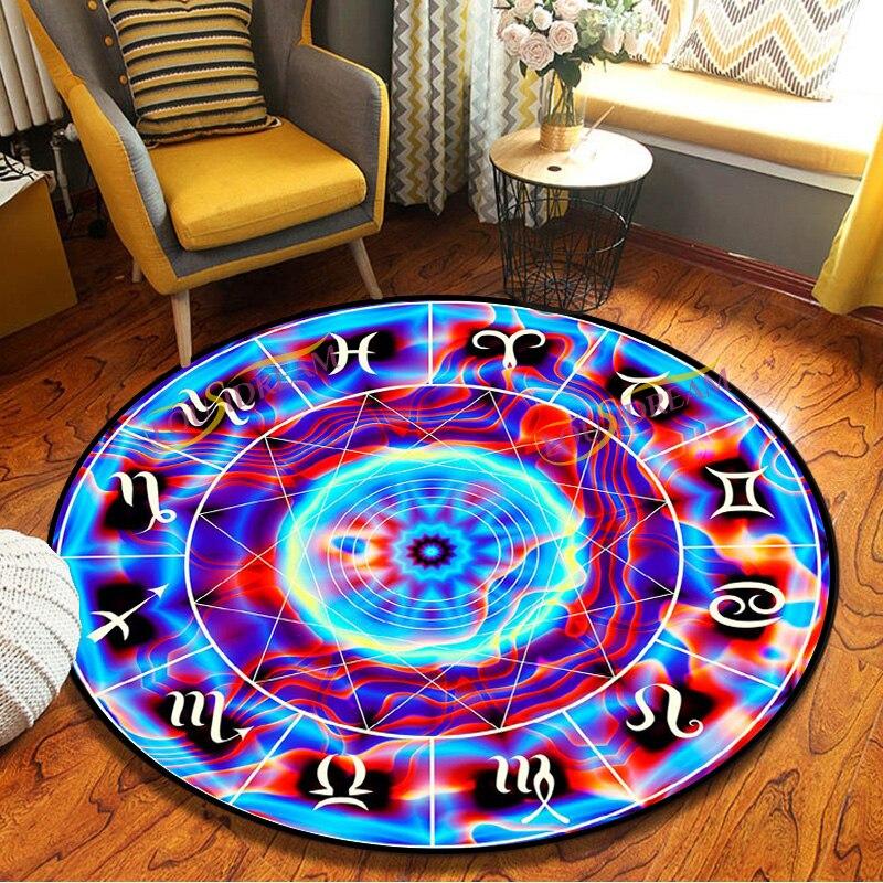 Mysterious Constellation Round Rug, Non-Slip Soft Entrance Door Mat and Chair Floor Protector for Home Bedroom Decor
