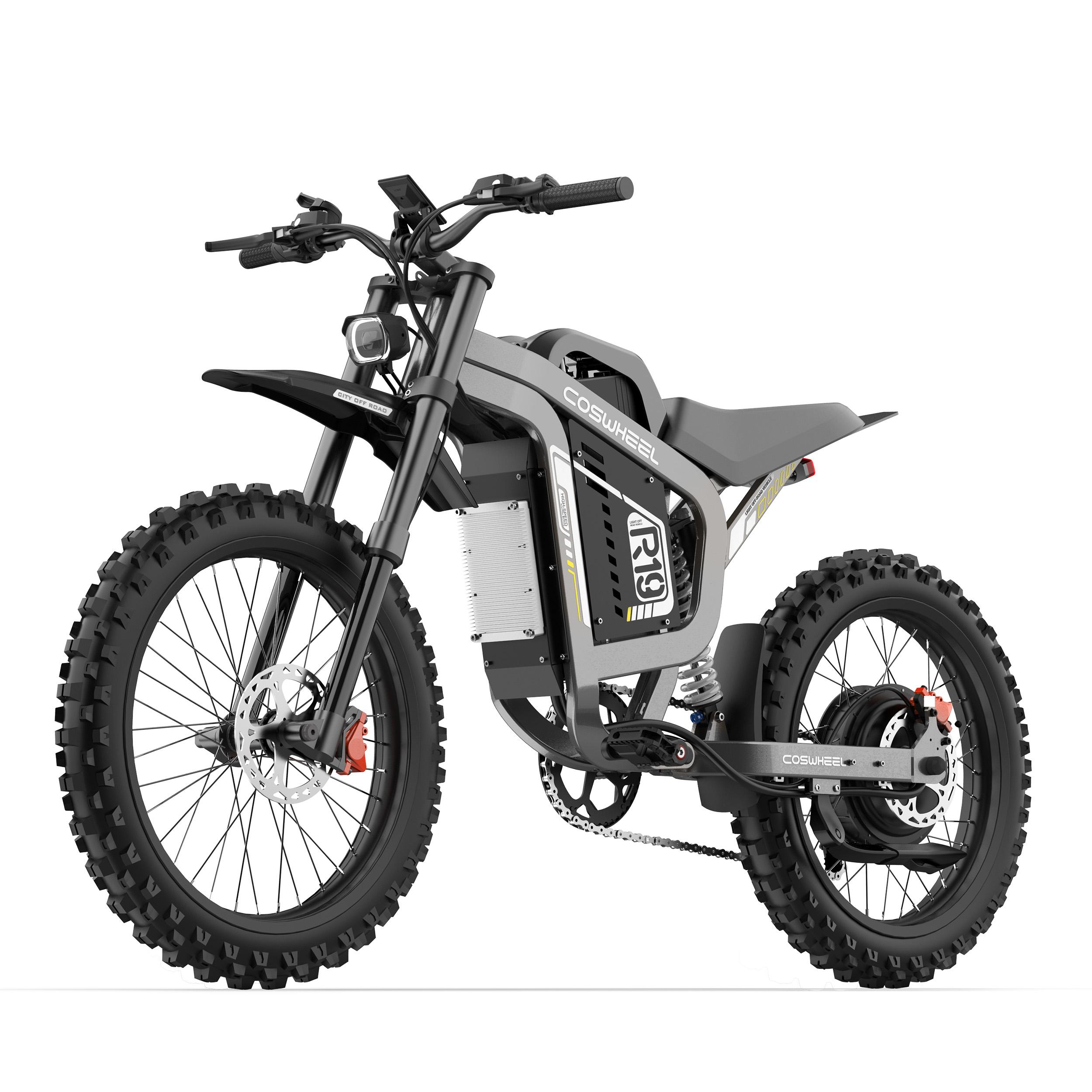 Prémiový elektrický motocykel Coswheel R19 pre dospelých, 72V40Ah batéria, 6000W výkonný motor, hydraulické kotúčové brzdy a predné-zadné odpruženie sivá