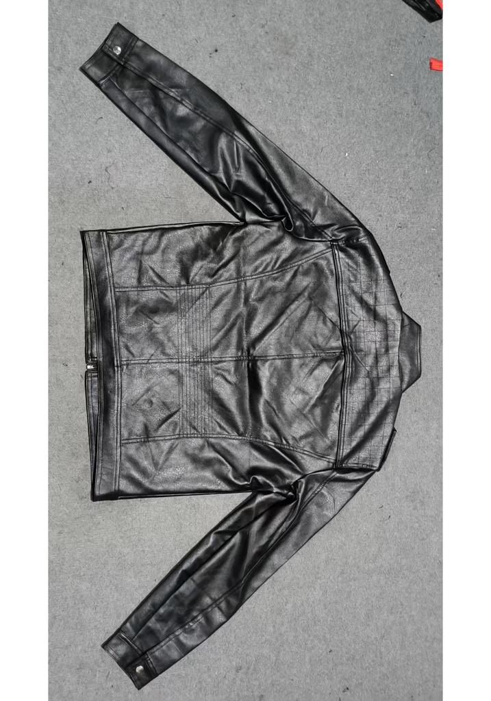 2022 Winter Men's European Leather Jacket with Splicing and Stand Collar