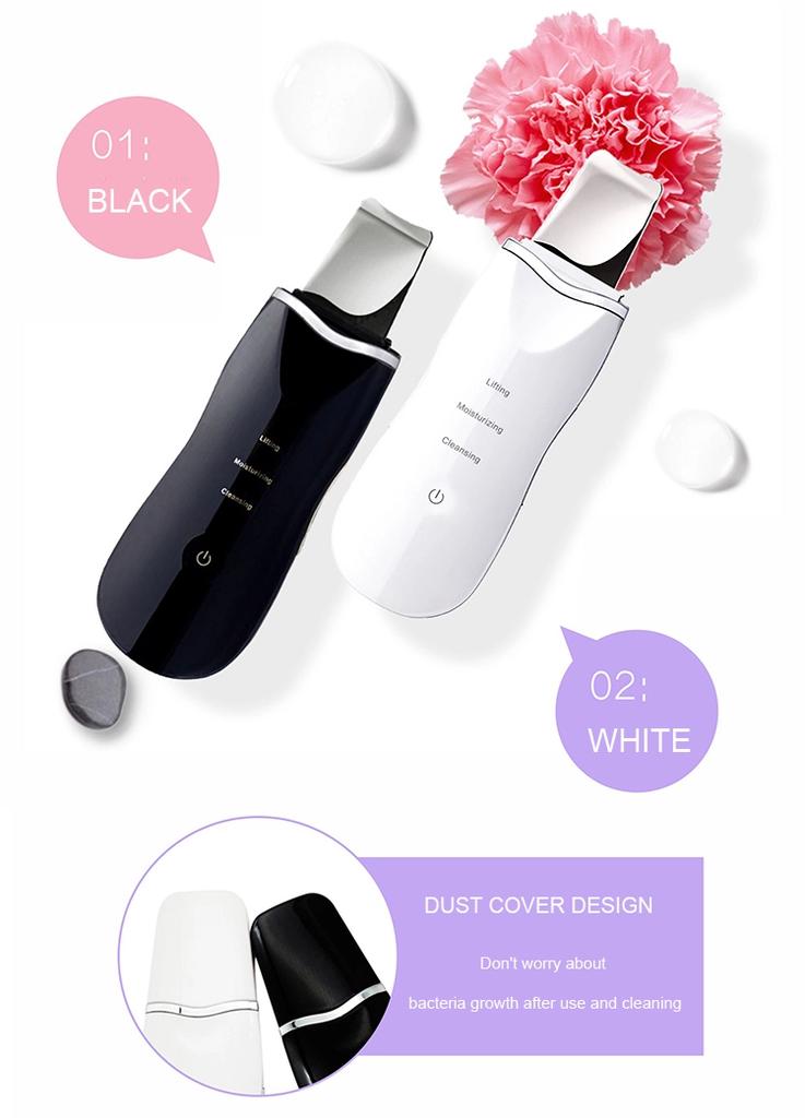 Ultrasonic Face Spatula Skin Scrubber Deep Facial Cleansing Blackhead Remover Pore Cleaner Exfoliator for Home Salon