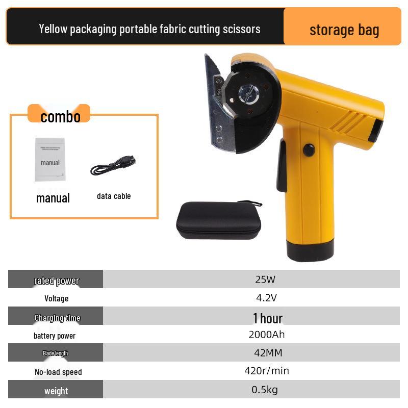 Wireless Electric Handheld Scissors: Durable Lithium Battery-Powered Cutter for Fabric, Leather, and Paper.