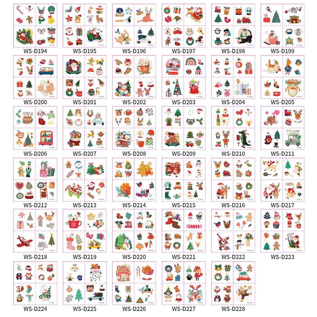 Cross Border New Cartoon Christmas Set Tattoo Stickers Children's Holiday Party Waterproof Sticker
