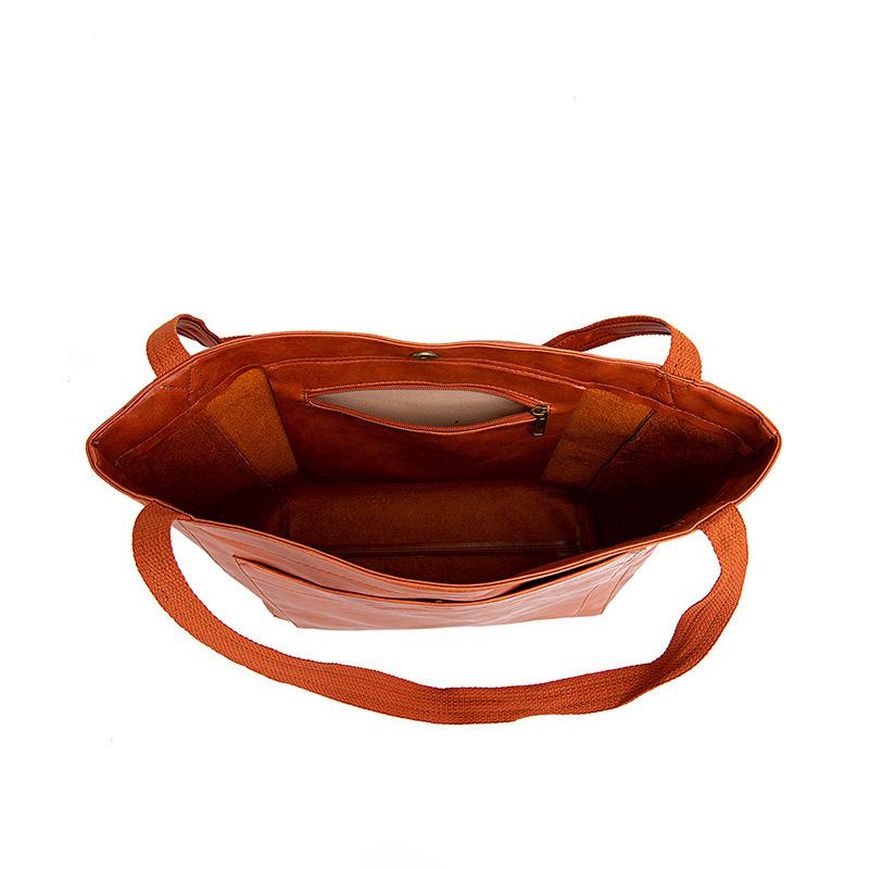 Women's Leather Portable One-shoulder Retro Oil Wax Leather Bag Large-capacity Fashion New Tote Bag