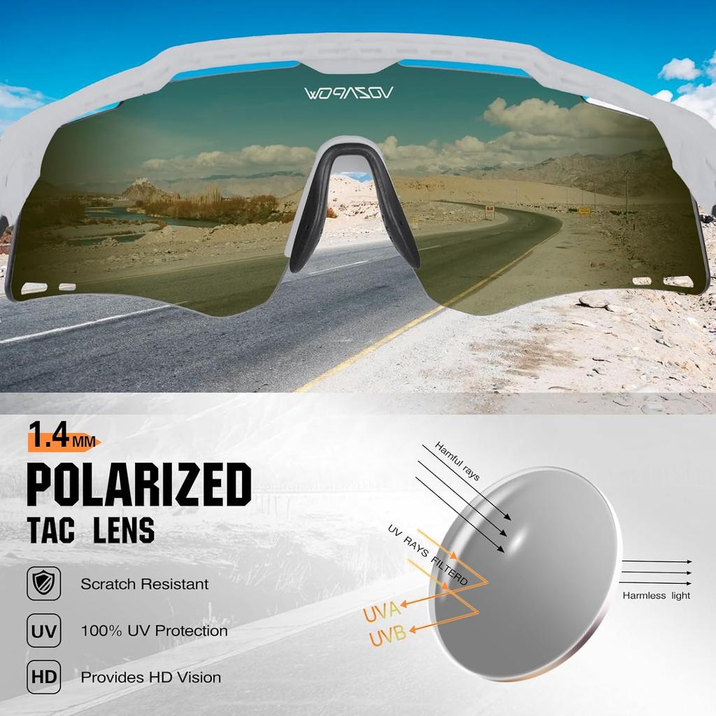 Radbrille Herren Damen Polarisiert MTB Rennrad Sonnenbrille Fahren Baseballbrille UV400 Schutz Sportbrille