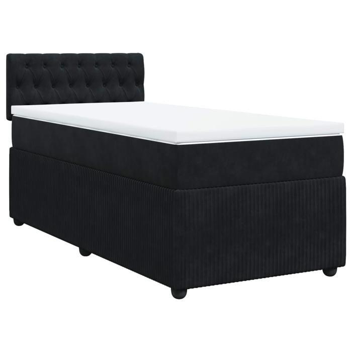 VidaXL Slatted Bed Base with Mattress Black 100x200 Cm Velvet 3289970