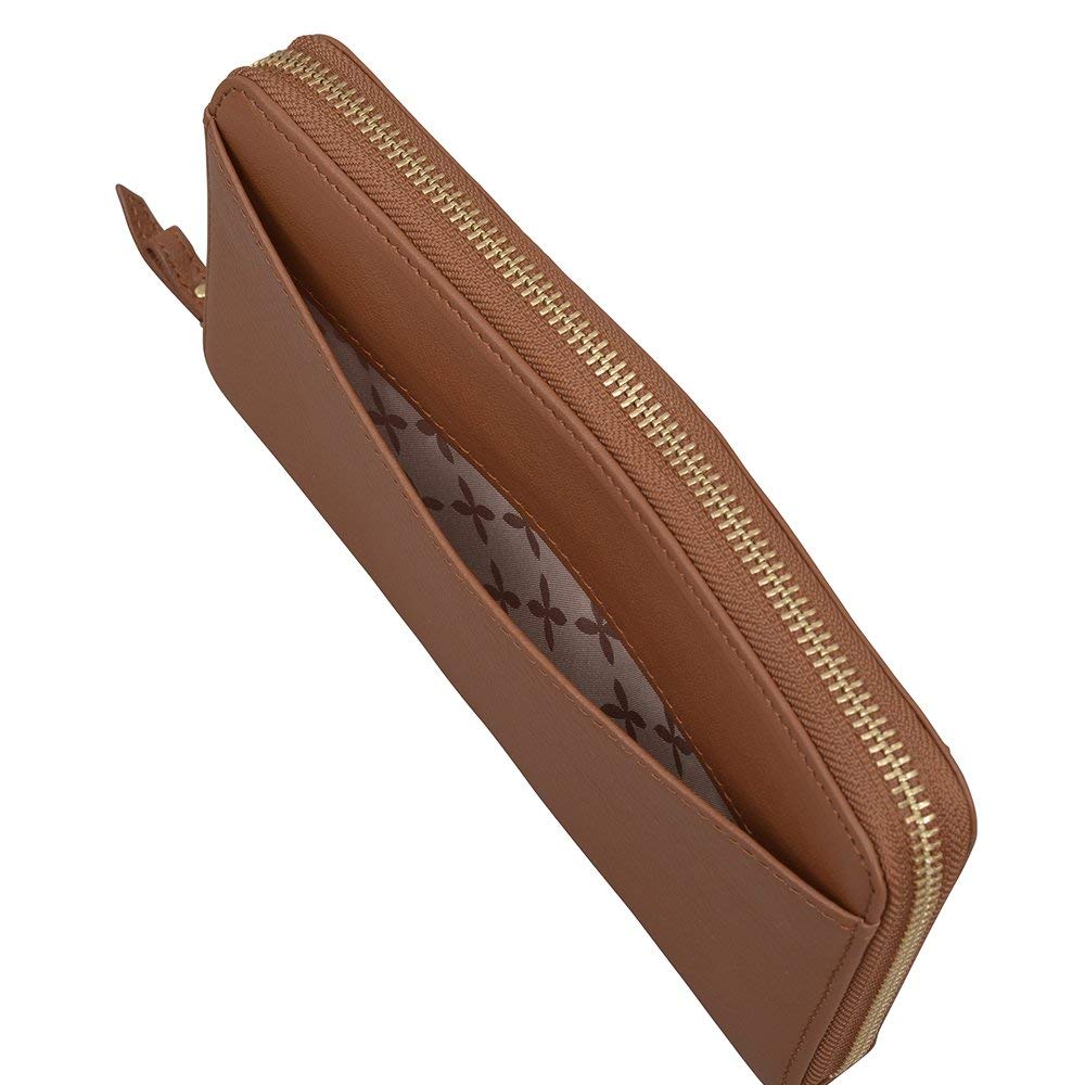 Chiocciola Genuine Leather Long Wallet with Ample Clear At a Glance Women's Storage, (Brown)