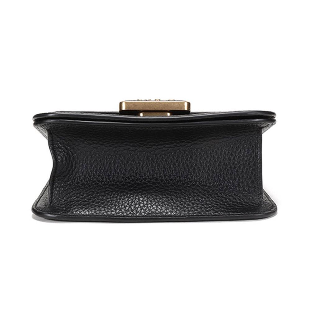 Coach Alie 18 Litchi Grain Leather Messenger Bag Small Square Crossbody Bag Women Bags Black 4617-B4BK