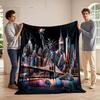 Statue of Liberty Neon Skyline Print Blanket Soft and Cozy Perfect for the Living Room Bed Sofa or a Nap,gift