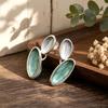 Popular hand-painted enamel color stud earrings double oval splicing design commuting personality versatile light luxury hot-selling earrings