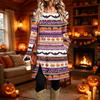 Women's Casual Printed Long Sleeve Round Neck Dress for Everyday Fashion