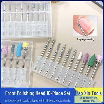 10-Piece Nail Drill Set: Diamond Abrasive Cuticle Removers and Silicone Buffing Heads for Manicure Polishing