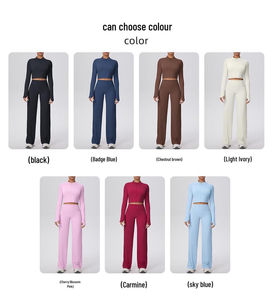 Women's Cross-border Fleece Sports Jacket & Loose Pants Set for Running, Fitness, and Yoga