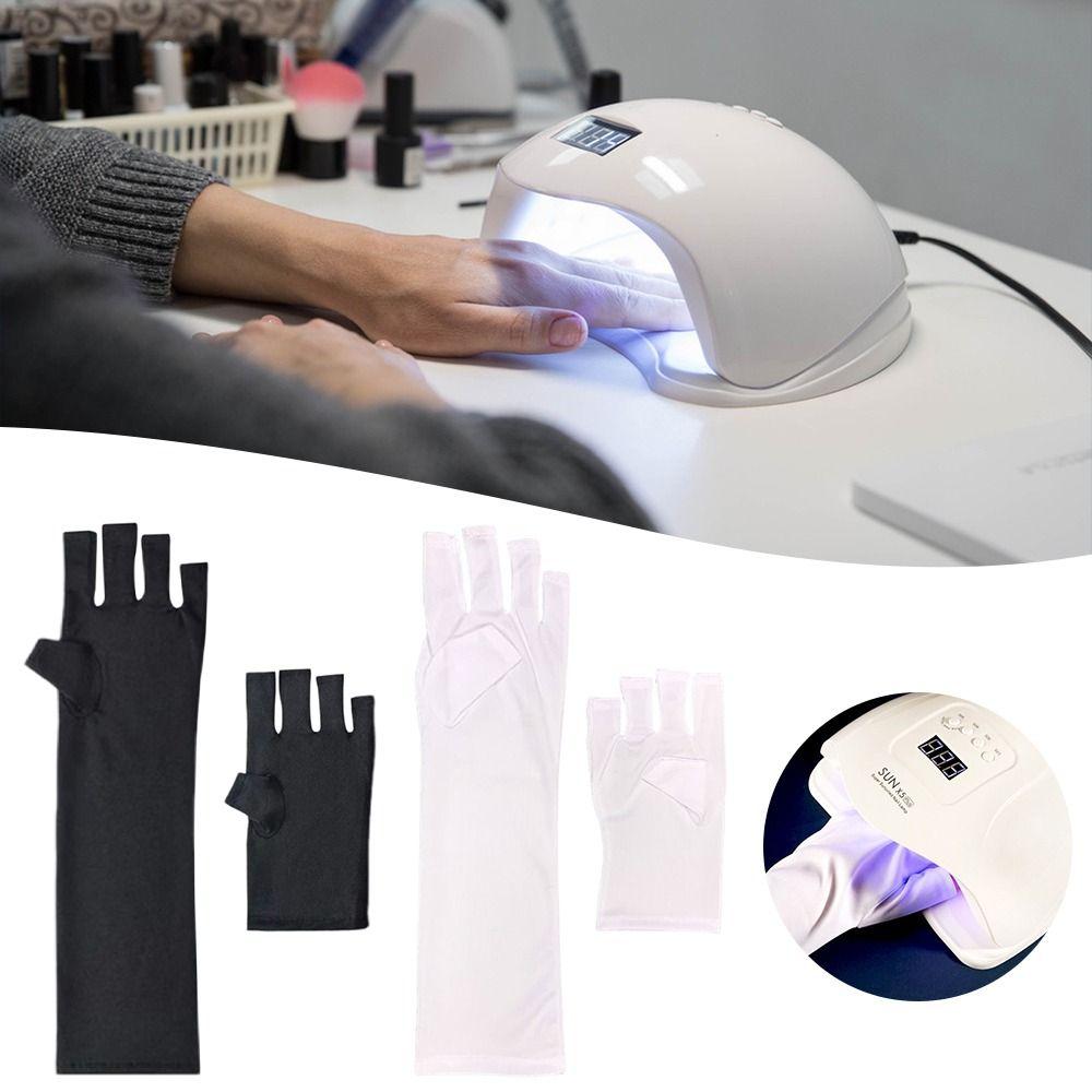 Black White Nail UV Blocking Gloves Polyester Nail Painting Gloves Nail Art Glove  Nail Art