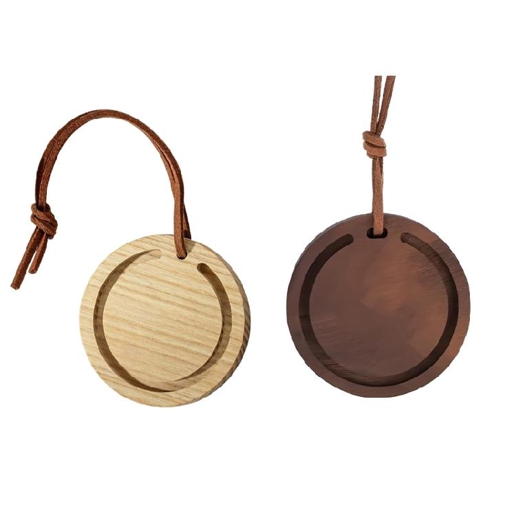 2 Round Wooden Automotive Air Fresheners Firm Wax Or Walnut For Sophisticated Look
