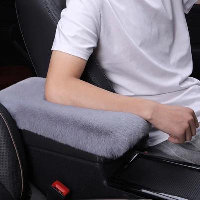 Soft Furry Plush Car Armrest Box Pad Cover Warm Center Console Box Armrest Pad Cushion Universal Women Car Interior Accessories