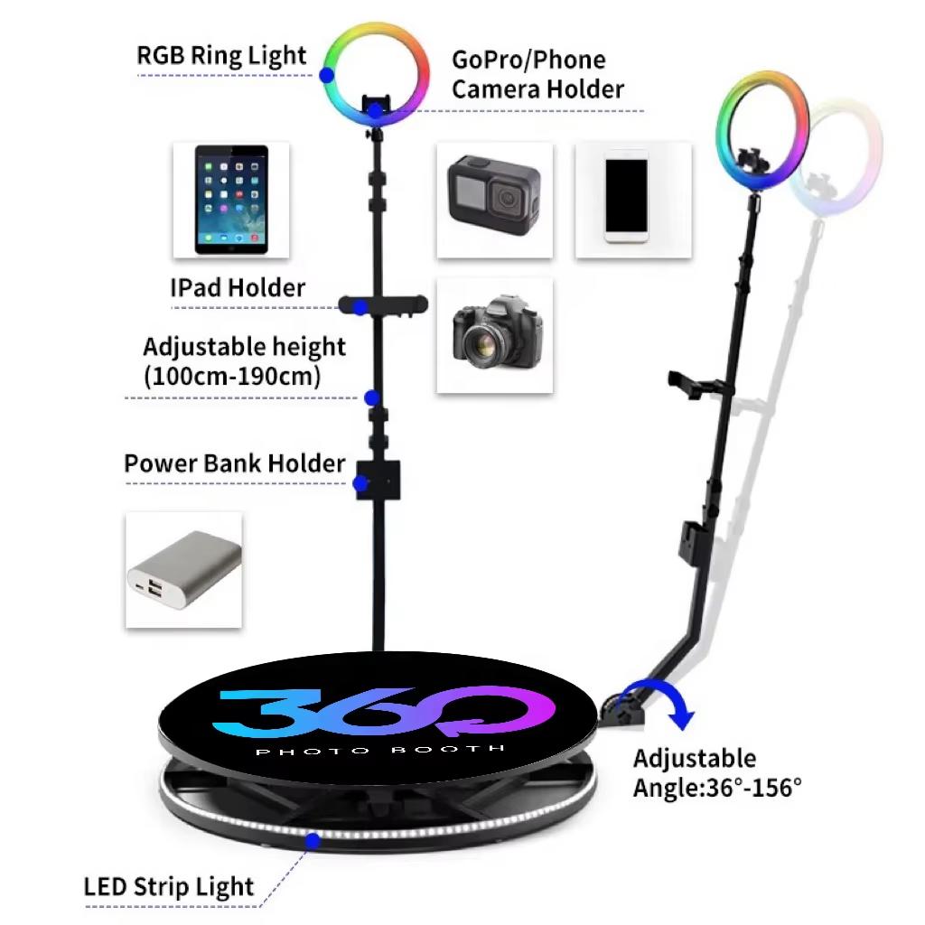 360 Rotating Platform 360 Photo Booth 100cm Photobooth Photo Booth Machine Business and Wedding Event Photo Booth with Printing