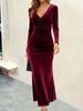 2025 Women's European Velour High Waist Slim Fit Side Slit Skirt for Autumn/Winter