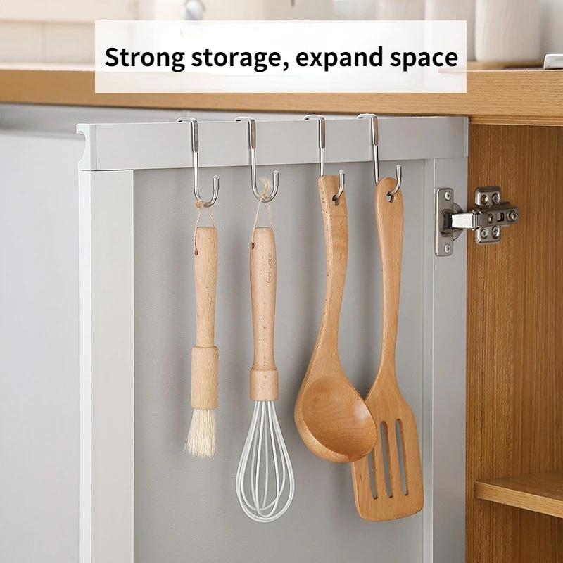 1PC Non perforated and non adhesive double S-shaped hooks dormitory hooks kitchen cabinet door back hooks