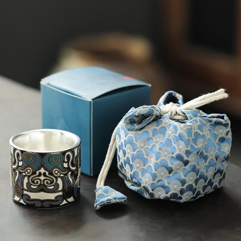 

Chaxun Taotie Gold & Silver Inlaid Ceramic Teacup