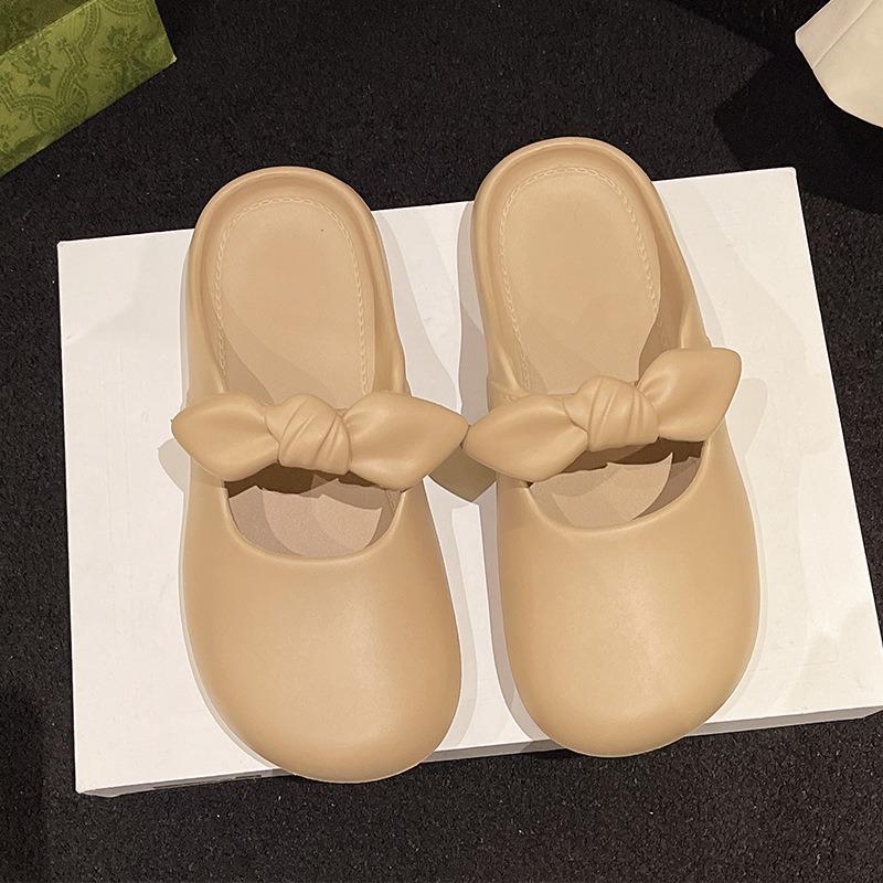 

Баотоу тапочки женские летние новые бант модные крутые тапочки мягкая подошва нескользящие полушлепанцы для улицы 39-40 кофейный