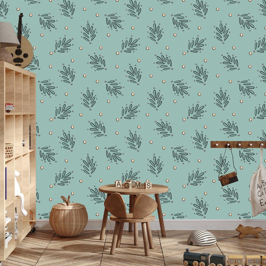 Wallpaper Small Flowers Sea and Gray for Living Room and Bedroom 50x1000