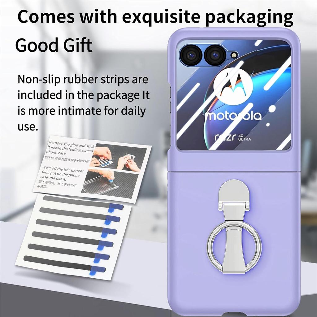 Asuwish Compatible with Motorola Razr Plus 2023 Case and Tempered Glass Screen Protector Back Bumper Metal Ring Holder Stand Kickstand Cell Phone