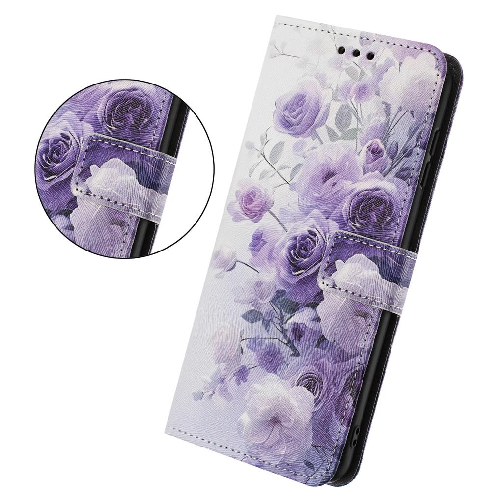 Wallet Case for Moto G17 - Leather/PU, Purple, With Lanyard