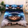 Galaxy Cat Duvet Cover Universe Galaxy for Kids Boy Girl Cute Kitten Printed Outer Space Planets Quilt Cover Bedroom Decorations