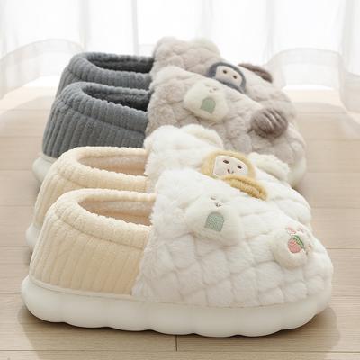 Autumn and Winter Cotton Slippers Children's Velvet Thermal Bag and Soft-soled Indoor Non-slip Cute Cartoon Parent-child Cotton Shoes