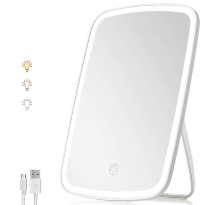 Cunsieun Rechargeable Makeup Vanity Mirror with LED Makeup Beauty Mirror with Portable Dimmable Touch Tabletop LED Foldable Adjustable Makeup Mirror