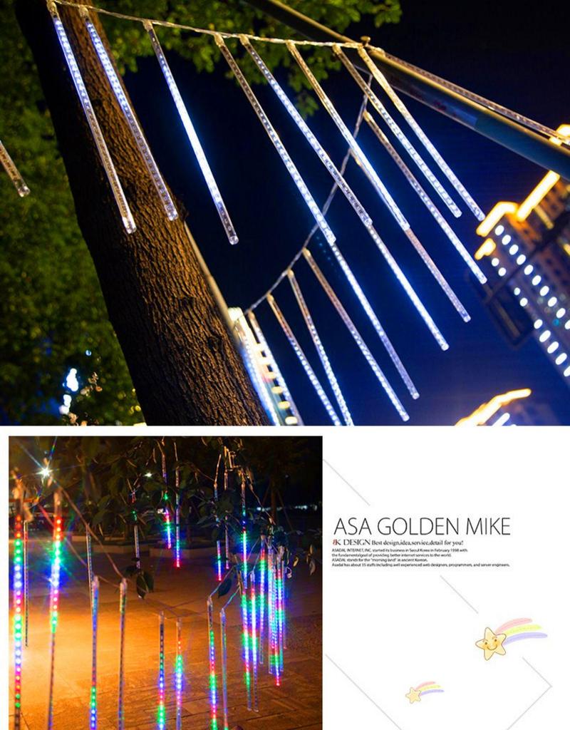 Colorful Solar LED Meteor Shower Patio Lights - Waterproof Outdoor Fairy String Lights