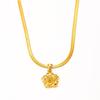 18k Gold-Plated Titanium Steel Necklace with Inlaid Diamond Flower Pendant