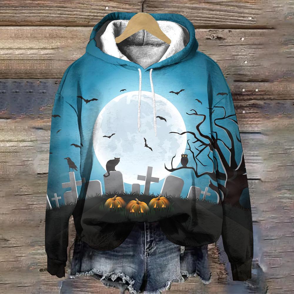 Fashion Loose Women's Sweatshirts Cartoon Pattern Halloween Women's Hoodie Autumn Women Clothing Tops Casual Pullover Hoodies