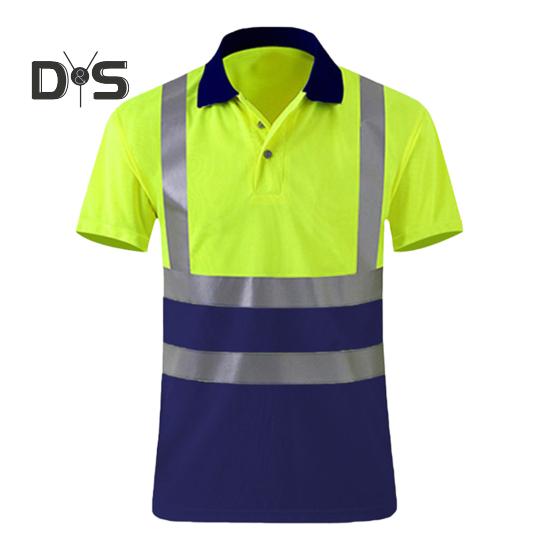 

Футболка повышенной видимости с пуговицами на лацканах и светоотражающей лентой, быстросохнущая дышащая рабочая одежда, защитный топ для строителей XXL флуоресцентный синий